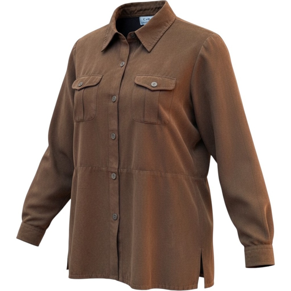 Cathy Daniels Shirt Jacket Faux Suede Brown Size 16